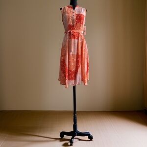 Nanette Nanette Lepore Sleeveless Vivid Coral Print Midi Dress
